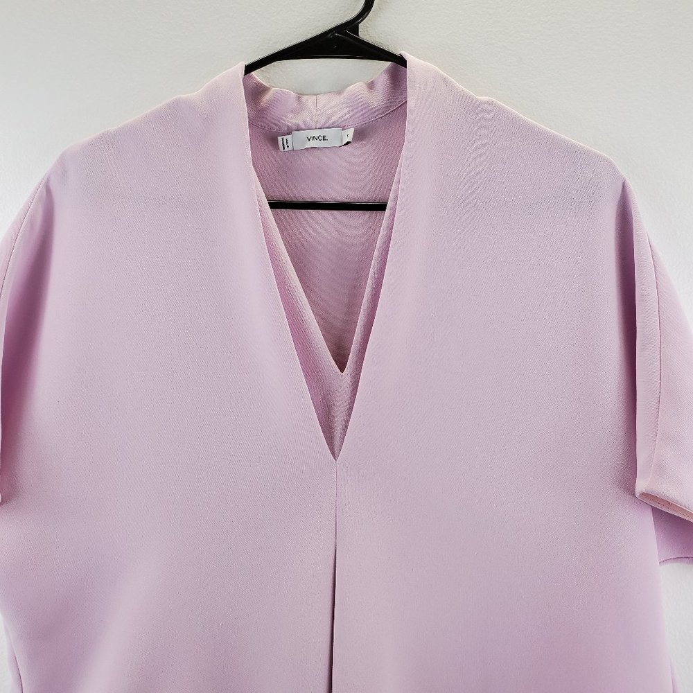 SoldE Vince Layered Vneck Crepe Blouse in Pink - Picture 6 of 14
